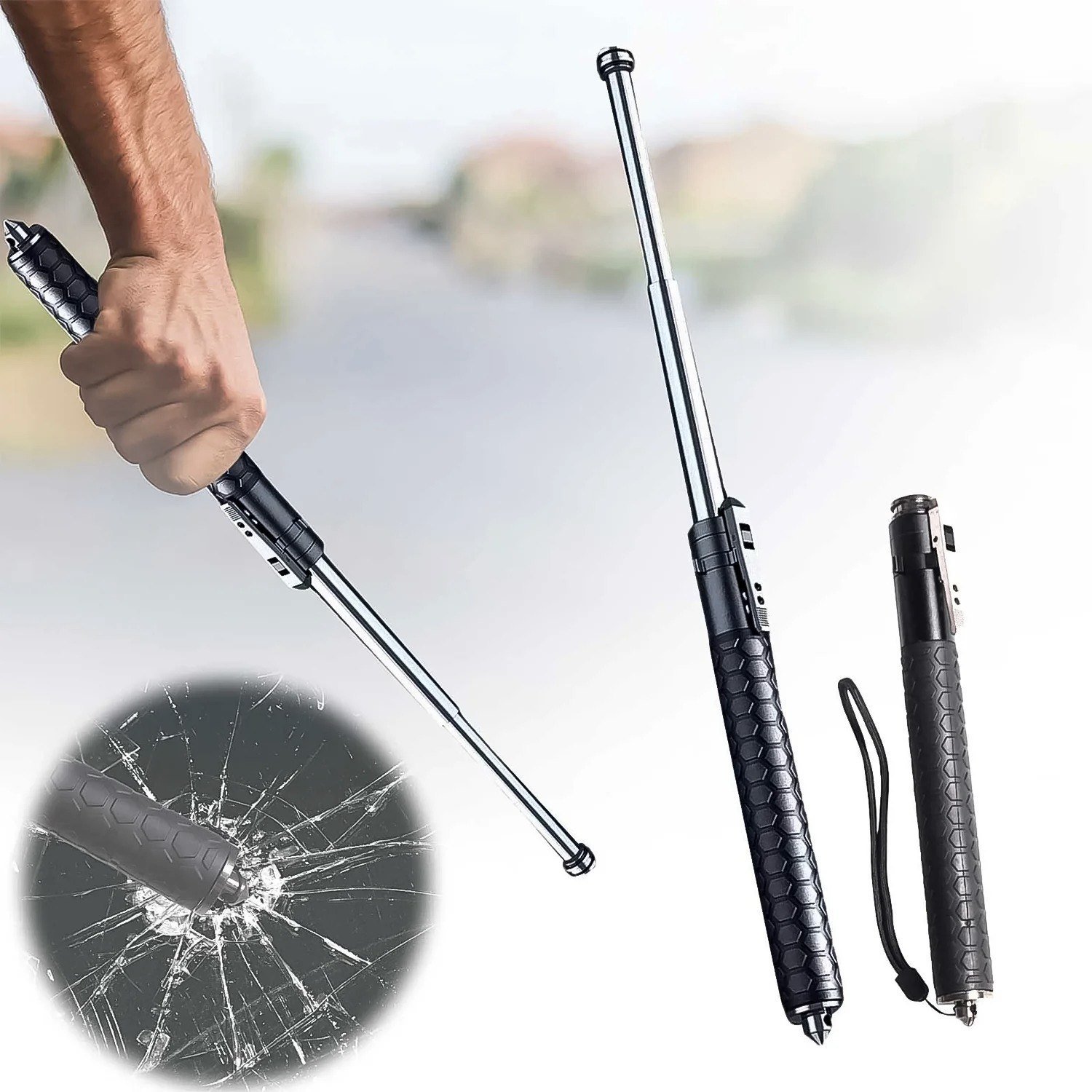 Switch Control Self Defence Metal Rab Stick & Emergency Outdoor Safety Protection Rod