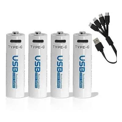 AiVR USB Rechargeable Batteries Type C Battery AAA / AA (4 pcs)