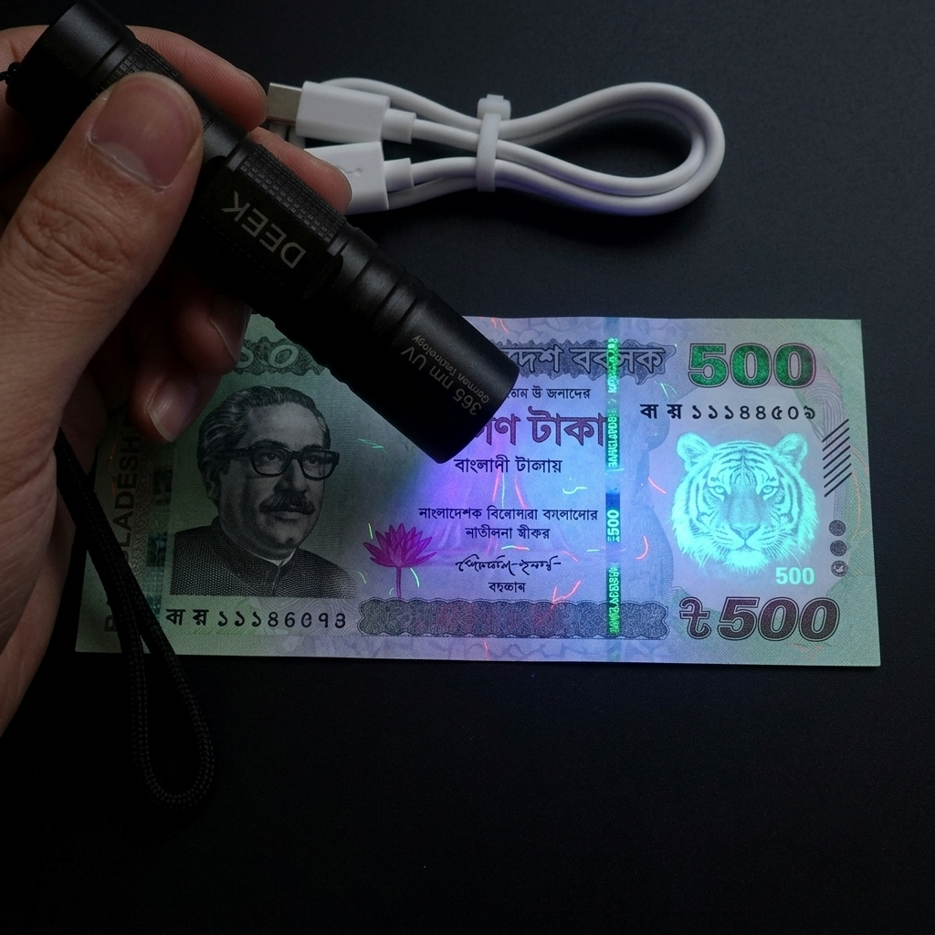 DEEK Premium 365 nm UV Rechargeable Money Checker Flashlight