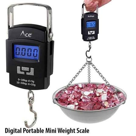 Portable Electronic Weight Scale 50kg LCD Display - Black